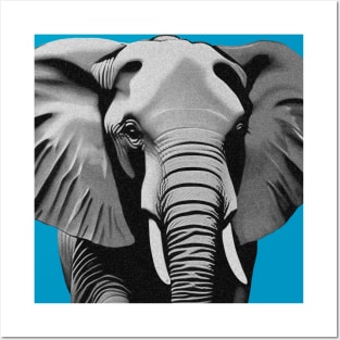 Light Grey Monochrome Elephant Digital Portrait Without Background (MD23Ar035e) Posters and Art